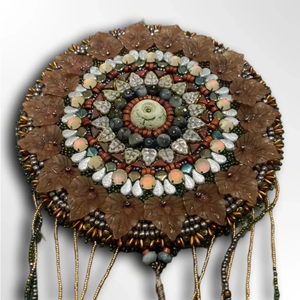 Bead Embroidered Art Meditation Mandala Wall Hanging